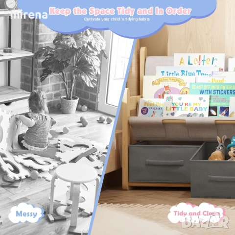 2-етажна детска етажерка чекмеджета Монтесори органайзер книги детска, снимка 4 - Шкафове - 53298686