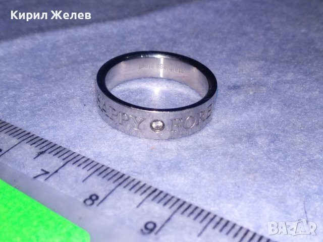 HAPPY FOREVER МОДЕН АРТ ПРЪСТЕН Тип ХАЛКА МАРКИРАНА БЛАГОРОДНА СТОМАНА с ФАСЕТИРАН ЦИРКОН 36972, снимка 11 - Пръстени - 39728780