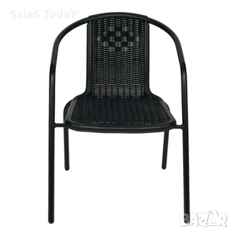 Стол, черен металик, плетен дизайн, 57x63x73см, снимка 3 - Столове - 44803664