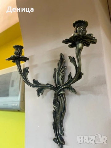 Масивен месингов свещник Богата орнаментика  , снимка 4 - Други - 50932757