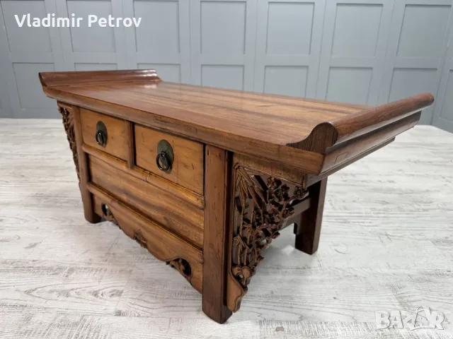 Китайски, конзолен шкаф, масив, дърворезба Д1044, снимка 2 - Шкафове - 56021666
