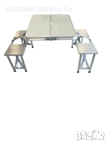 Сгъваема маса с вградени 4 стола -алуминиеви, снимка 2 - Къмпинг мебели - 50567583