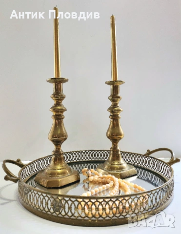 Месингови свещници комплект 2бр, снимка 3 - Декорация за дома - 53381360
