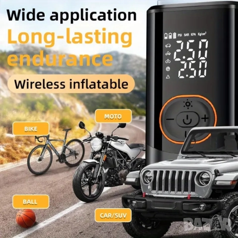 Акумулаторен компресор за гуми - компактен, мощен, интелигентен , снимка 3 - Аксесоари и консумативи - 52099128