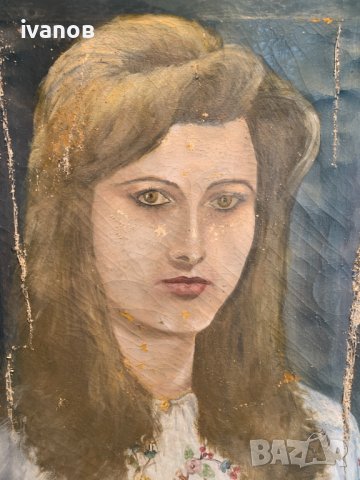 Стара картина .Портрет на Момиче, снимка 3 - Картини - 39865790