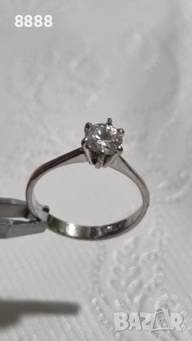Сребърен пръстен 925 с централен камък , снимка 1 - Пръстени - 44501236