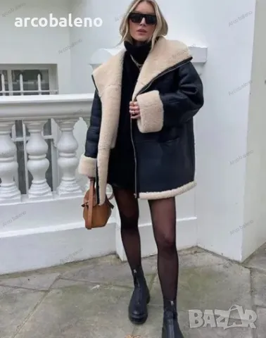 Дамско модно зимно кожено яке , снимка 2 - Якета - 47850908