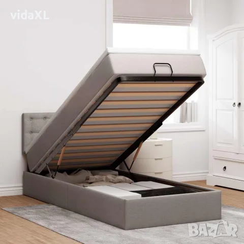 vidaXL Османска легло с матрак, таупе, 90x200 см, плат, снимка 2 - Спални и легла - 56147038
