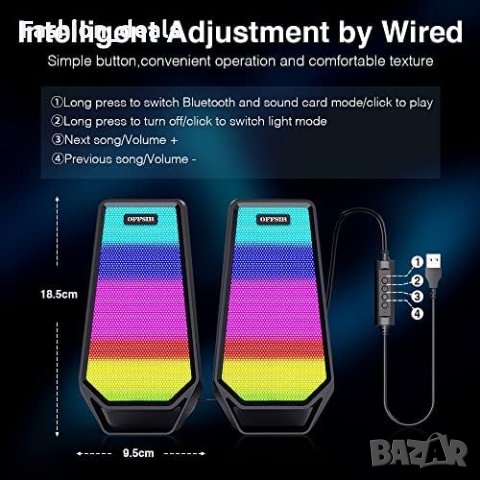 Нов USB Високоговорител за компютър, Bluetooth/RGB светлинни ефекти Игри, снимка 2 - Друга електроника - 41466102
