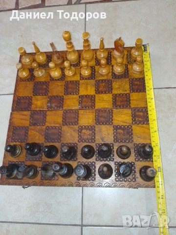 Стар дървен шах .Размери - 34 х 34см. ., снимка 7 - Шах и табла - 50749275