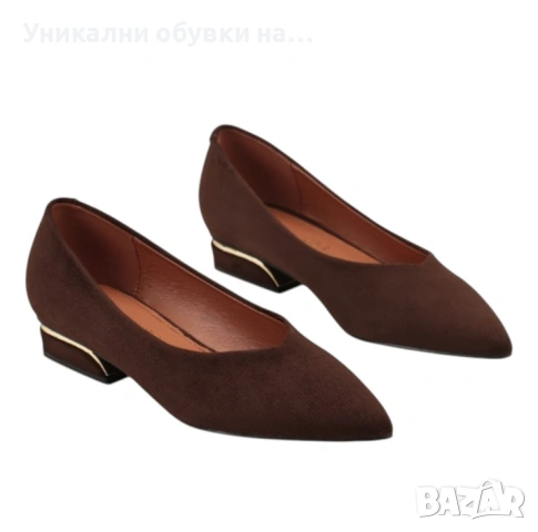 Кафяви ежедневни обувки на удобен широк ток- Katlin Brown 11700