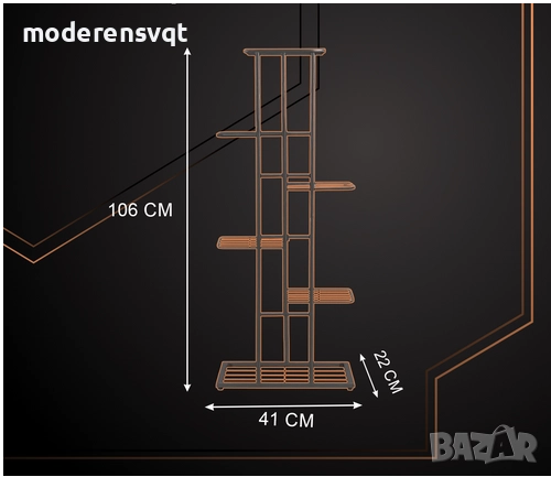 Цветарник стойка 6 етажа за растения лофт черен, снимка 7 - Градински мебели, декорация  - 51656984