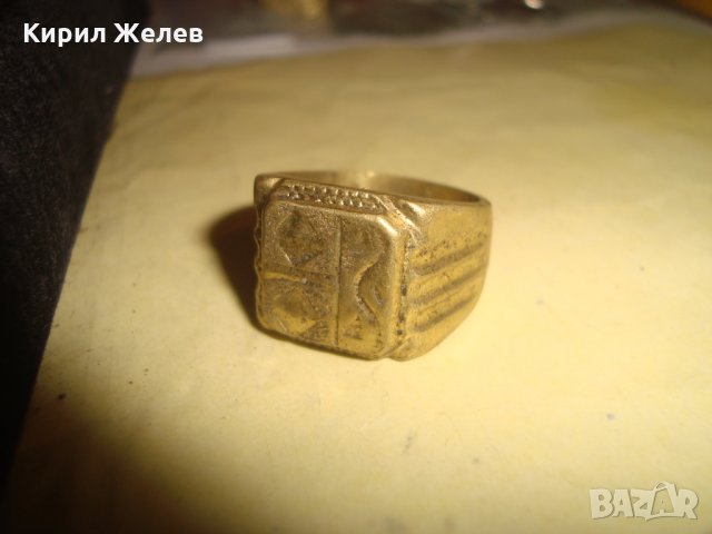 СТАР ПОЗЛАТЕН БРОНЗОВ ПРЪСТЕН ОРНАМЕНТИРАН РЪЧНО МАЙСТОРСКА АРТ ДЕКО СТИЛ ИЗРАБОТКА МАСИВЕН 90159, снимка 4 - Антикварни и старинни предмети - 33846825