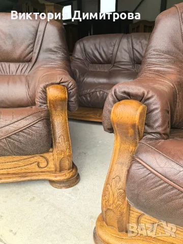 Комплект: Триместен диван + 2 фотьойла , снимка 17 - Дивани и мека мебел - 49691067