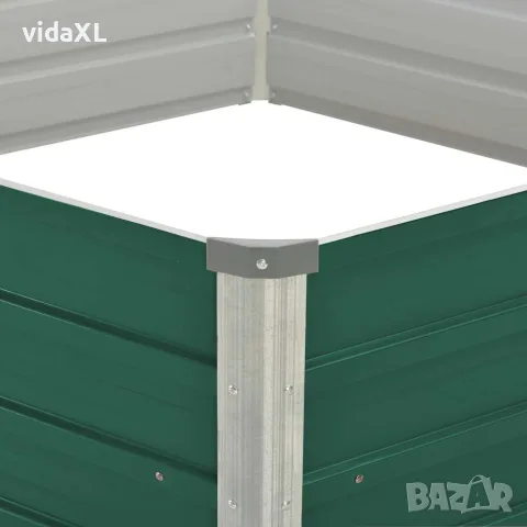 vidaXL Повдигната леха, 129x129x45 см, поцинкована стомана, зелена, снимка 3 - Саксии и кашпи - 56147604