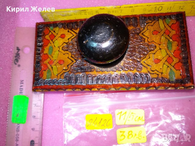 СТАРА от ЦАРСКО ВРЕМЕ ПИРОГРАФИРАНА ДЪРВЕНА ПОПИВАТЕЛНА за МАСТИЛО ПЕЧАТИ 24126, снимка 2 - Антикварни и старинни предмети - 44185357