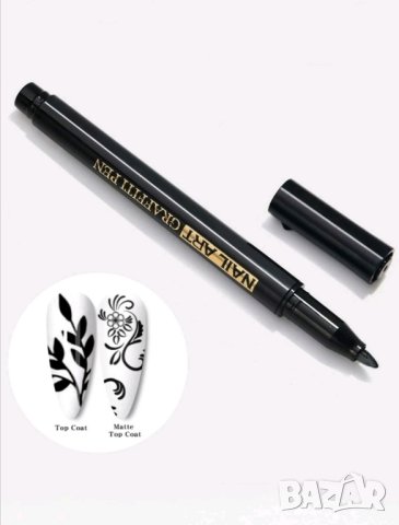 Бял и черен маркер за декорация на нокти, снимка 2 - Продукти за маникюр - 41815916