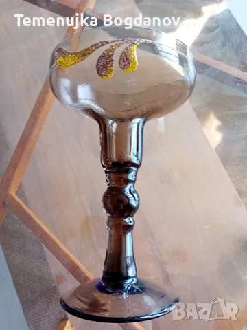 чаша / свещник опушено стъкло, снимка 3 - Декорация за дома - 49304301