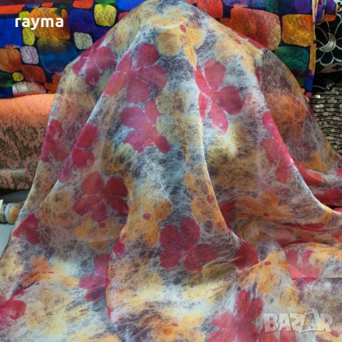 Плат дизайнерска органза естествена коприна принт цветя -50%, снимка 4 - Поли - 34474519