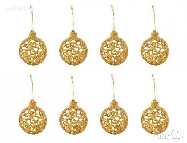 Коледни топки комплект, 100 бр и златна звезда, топки за елха, Коледна декорация, златисти, снимка 4 - Декорация за дома - 35742039