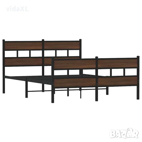 vidaXL Метална рамка за легло, без матрак, кафяв дъб, 160x200 см, снимка 3 - Спални и легла - 56147047