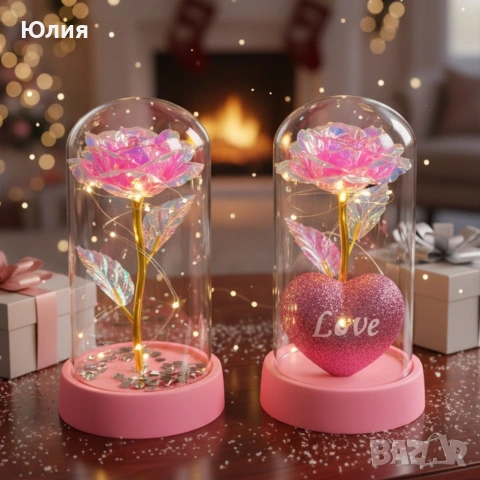 Светеща декоративна роза, снимка 4 - Подаръци за жени - 53078306