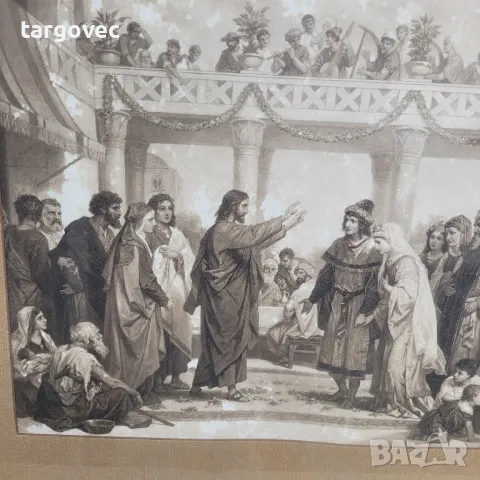 голяма старинна литография, снимка 3 - Антикварни и старинни предмети - 49296810