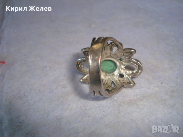 ТЮРКОАЗЕН ПОСРЕБРЕН АРТ ДЕКО СТИЛ КРАСИВ ЕФЕКТЕН ПРЪСТЕН 14966, снимка 8 - Пръстени - 36380465
