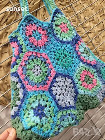 страхотна плетена блуза пачуърк XL + чанта, снимка 2 - Блузи с дълъг ръкав и пуловери - 49844593