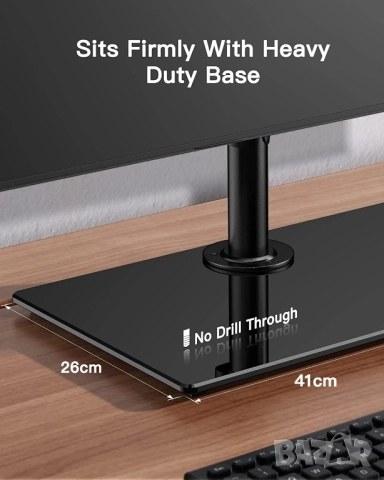 Свободно стояща регулируема стойка за бюро за 2 монитора, ErGear, снимка 2 - Монитори - 51724828