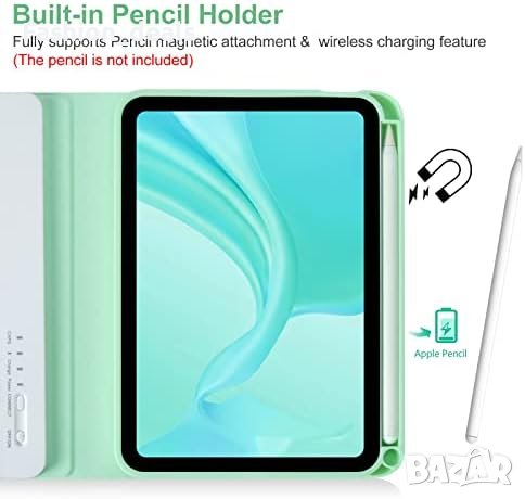 Нова тънка смарт клавиатура за iPad Mini 6/8.3 инча + защитен калъф с държач за писалка, снимка 4 - Аксесоари за Apple - 41583059