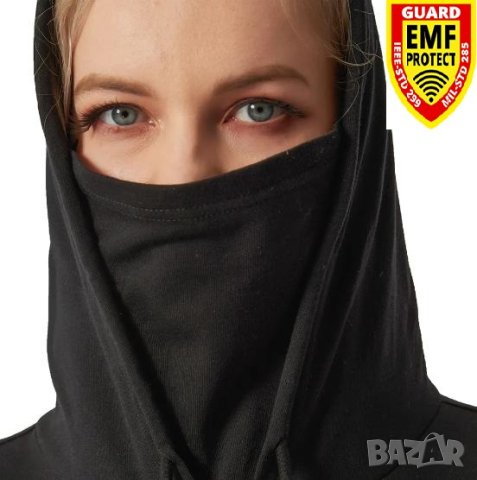 Екраниран Суичър със Сребърни Нишки Защита от Електромагнитно Излъчване Качулка Цялостна Защита Лице, снимка 2 - Други - 42520506