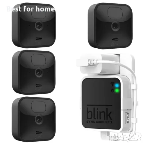  Комплект от 4 охранителна камери и хъб ,връзка с Alexa Blink Outdoor