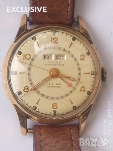 Швейцарски Часовник Dulux triplay - 1960 Ден, месец, дата, снимка 1 - Мъжки - 41020696