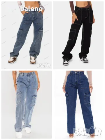 Дамски карго дънки с много джобове, 4цвята 