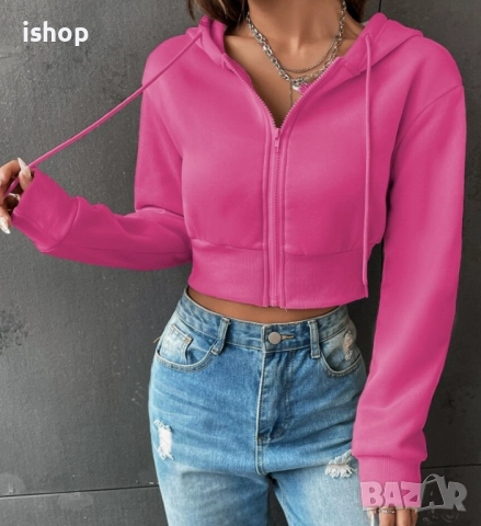 Къс Дамски Суичър, снимка 2 - Суичъри - 51858949