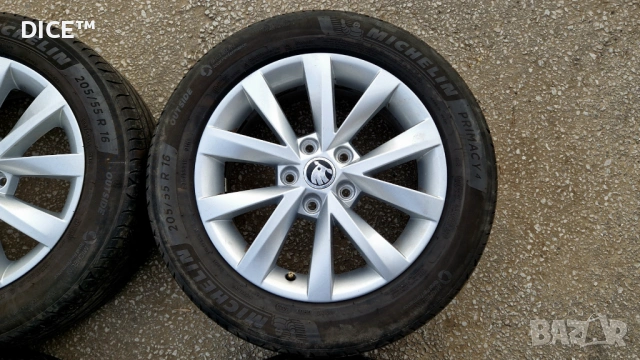 Шкода 16 5х112 лети джанти Skoda Octavia. 205/55/16 Мишелин , снимка 6 - Гуми и джанти - 53692820
