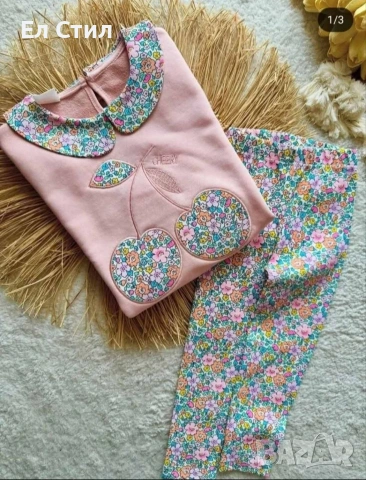 📌#Разкошен #комплект блузка с яка и черешки от 3-4 г до 7-8 г Цена 30 € Еконт, снимка 2 - Детски комплекти - 53487779