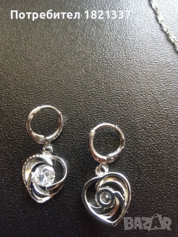 Сребърен комплект колие и обици , снимка 8 - Бижутерийни комплекти - 47553387