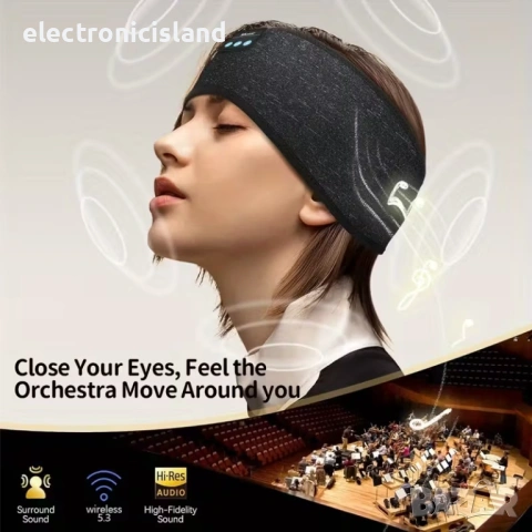 🎧 3-в-1 Маска, лента за сън с вградени блутут Bluetooth слушалки з за спокоен сън, sleep headphones, снимка 5 - Bluetooth слушалки - 53654519