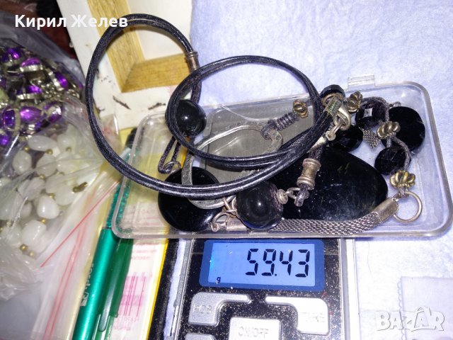 МНОГО АРТИСТИЧНА МАРКОВА ПОСРЕБРЕНА ОГЪРЛИЦА с ЦВЕТНИ ПОЛИРАНИ КРИСТАЛИ 34738, снимка 9 - Колиета, медальони, синджири - 39188719