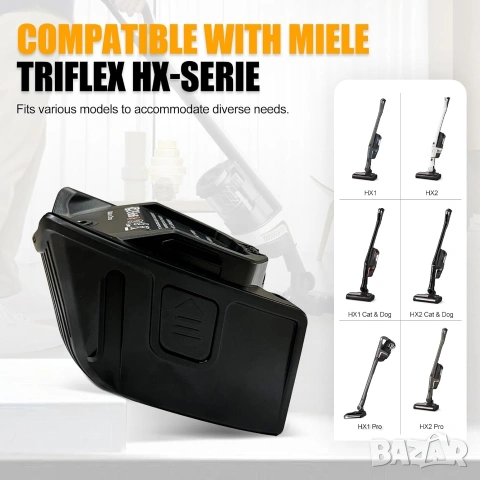 25.2V Батерия за Miele Triflex HX1 и HX2 - 3.0Ah (Заместител HX-LA), снимка 3 - Прахосмукачки - 53276817