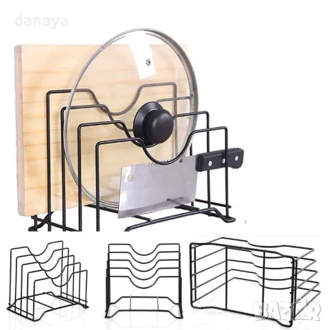 5688 Кухненски органайзер поставка за капаци и дъски с 4 отделения, снимка 5 - Органайзери - 48956188