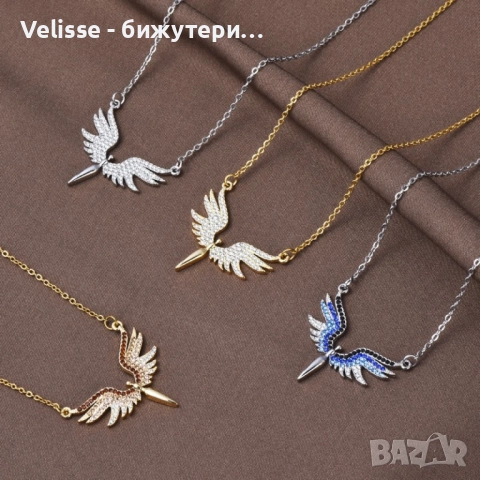 Нежно дамско колие с висулка феникс с камъни