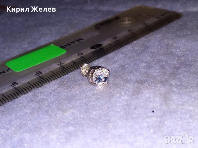 МИНИАТЮРНА СРЕБЪРНА КРИСТАЛНА ОБЕЦА СРЕБРО 925 КЛАСИЧЕСКИ РЕТРО МОДЕЛ 25823, снимка 3 - Обеци - 39665886