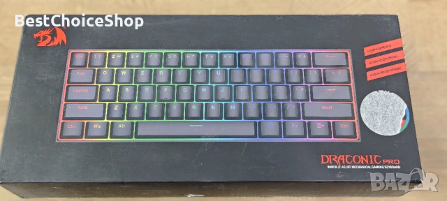 Redragon K530 Pro Draconic 60% безжична гейминг механична клавиатура RGB, снимка 2 - Клавиатури и мишки - 53585098