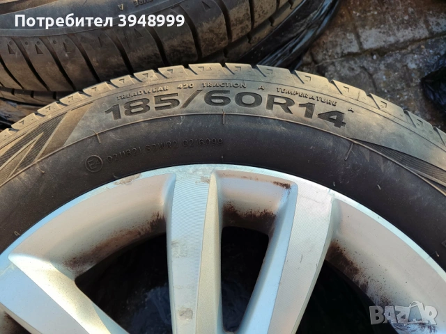 Джанти с летни гуми за WV Polo - 185/60/R14 - 82H  (5x100/57.1 - ET43), снимка 6 - Гуми и джанти - 53865004