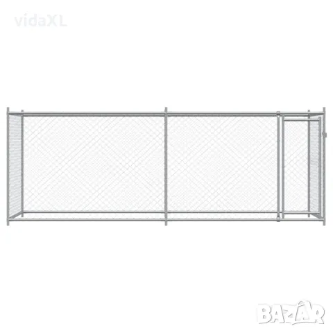 vidaXL Кучешка клетка с врата сива 4x2x1,5 м поцинкована стомана, снимка 4 - За кучета - 56146775