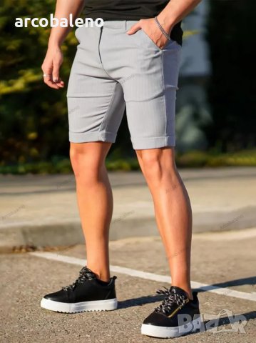 Мъжки вталени карирани ежедневни къси панталони голям размер, 5цвята - 023, снимка 2 - Къси панталони - 40804621