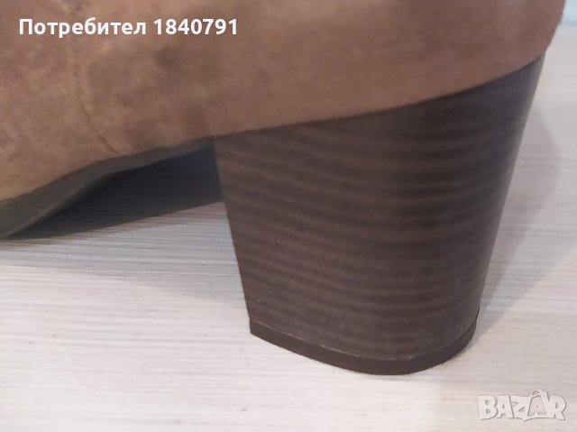 Бежови боти – цвят капучино, велур, № 41, снимка 8 - Дамски боти - 40643038
